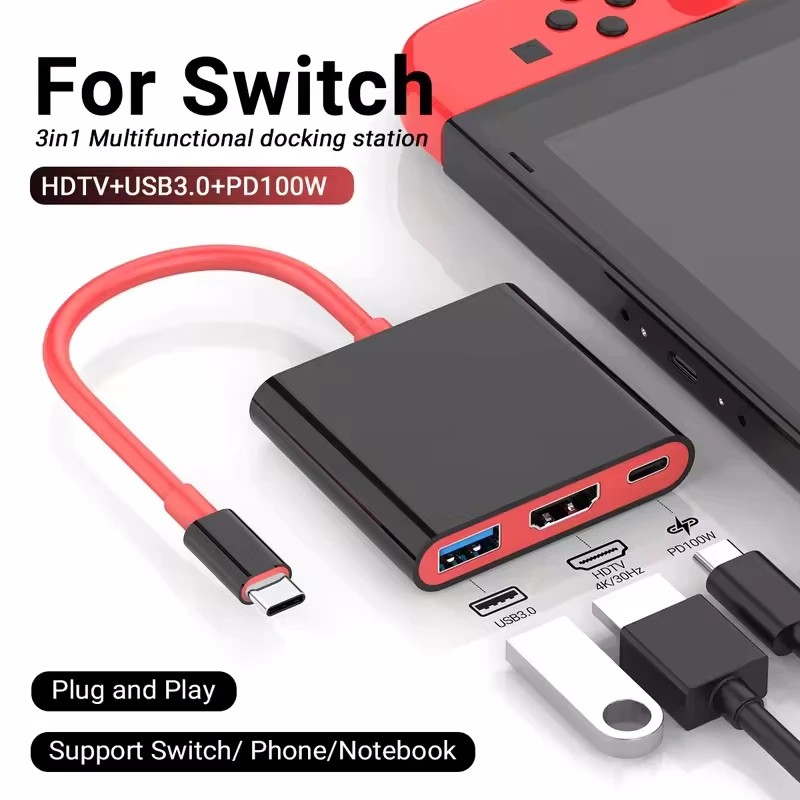 ġ  ̼ǿ 3 in 1 4K/30Hz/60Hz ޴ TYPE-C  (HDMI   TV , 100W   USB 3.0 Ʈ )